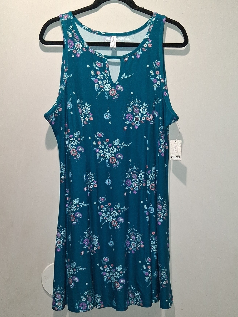 Mudd Teal Floral Keyhole Dress